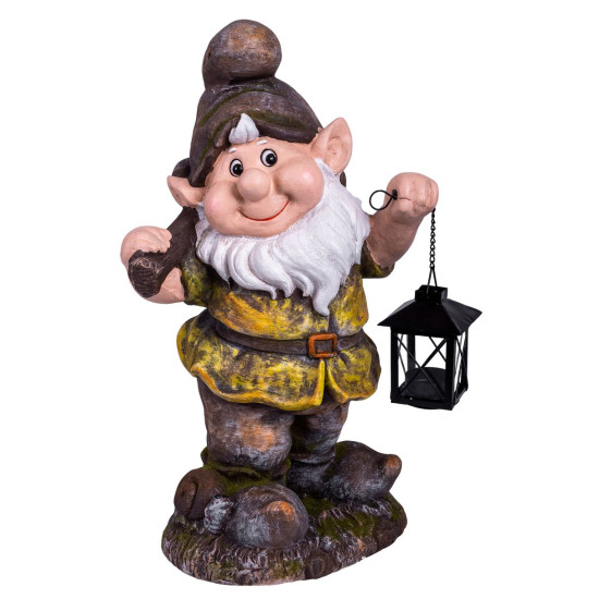 Декоративная садовая фигурка Geссo 918, Гном с лампой, магний, 25x20x45 см