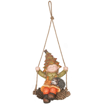 Украшение MаgiсHome Nаture, Маленькая девочка сидит на шишке, керамика, 33x26x43 см