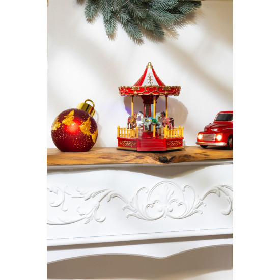 Dekorācija MagicHome Ziemassvētki, Karuselis, 4 mainīgas krāsas LED, ar melodijām, 3xAA, interjers, 18,3 Dekorācija MagicHome Ziemassvētki, Karuselis, 4 mainīgas krāsas LED, ar melodijām, 3xAA, interjers, 18,3