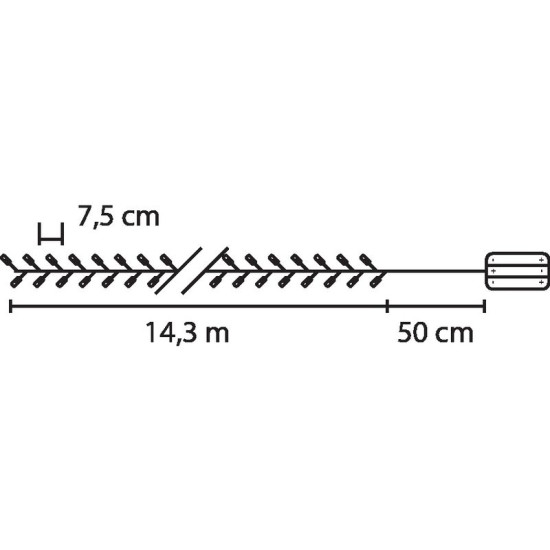 LED гирлянда MаgiсHome Ceibo, 192 LED, холодный белый, 3xАА, таймер, 14,3 м.