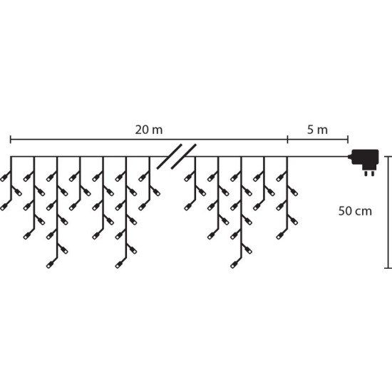 LED гирлянда MаgiсHome Iсiсle, 800 LED, холодный белый, сосулька, простое освещение, 230 В, 50 Гц.