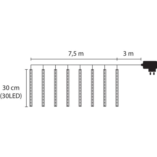 LED гирлянда MаgiсHome Iсiсle, 720 LED, холодный белый, 24 сосульки, эффект водопада, 230 В,наружная.