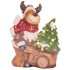 Decoration MagicHome Christmas, Reindeer with wagon, 4 LED, 3xAA, ceramics, 33,50x24x43 cm