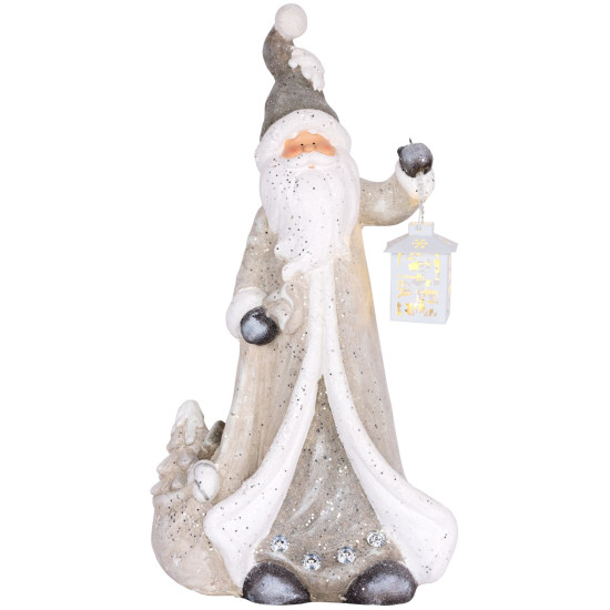 Decoration MagicHome Christmas, Santa with a lantern, 1 LED, 2xAAA, ceramics, 34x21x65 cm