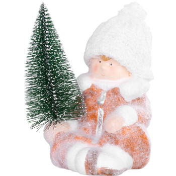 Рождественская фигурка MаgiсHome " Мальчик с елкой ", терракота, 14,5x13x17 см.