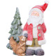 Decoration MagicHome Christmas, Santa with a squirrel and a Christmas tree, 1 LED, 2xAAA, ceramics,