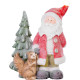 Decoration MagicHome Christmas, Santa with a squirrel and a Christmas tree, 1 LED, 2xAAA, ceramics,