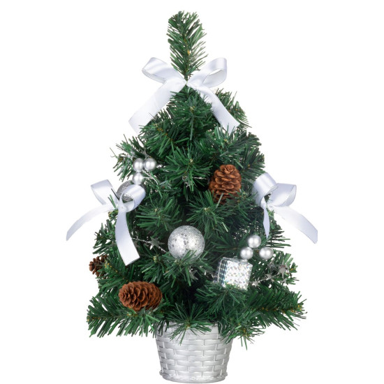 Ziemassvētku eglīte MagicHome Ziemassvētki, dekorēti, sudraba, bantīte 40 cm Ziemassvētku eglīte MagicHome Ziemassvētki, dekorēti, sudraba, bantīte 40 cm