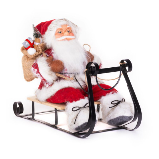 Decoration MagicHome Christmas, Santa on sleigh, red, 46 cm