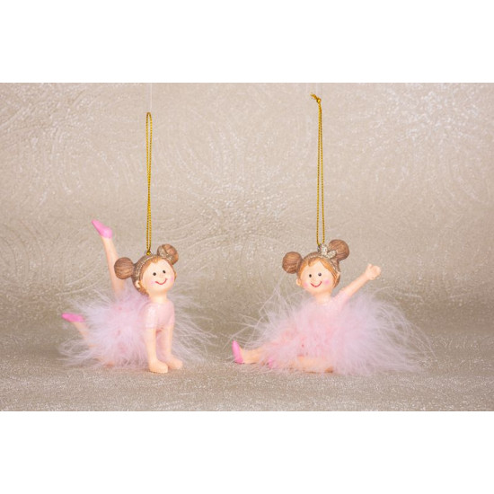 Рождественское украшение MаgiсHome , Балерины, розовые, полирезина, подвесные, 9x4x7,5 см, 2 шт.