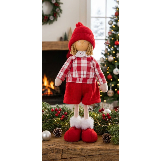 Ziemassvētku rotājumi MagicHome Christmas, Zēns rūtainā kreklā, 32 cm Ziemassvētku rotājumi MagicHome Christmas, Zēns rūtainā kreklā, 32 cm