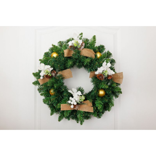 Декоративная ветка MаgiсHome с сосновыми шишками и джутовой лентой, белая, 15 см, в упаковке 6 шт.