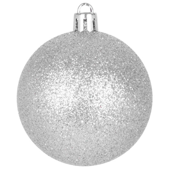 Globes MagicHome Christmas, 20 pcs, 6 cm, silver, on the Christmas tree Globes MagicHome Christmas, 20 pcs, 6 cm, silver, on the Christmas tree