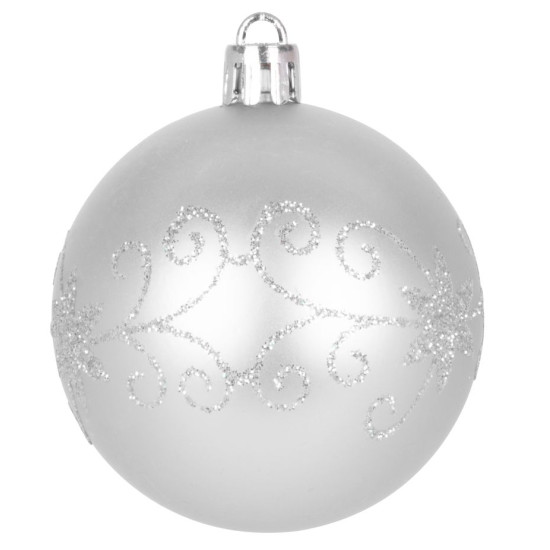 Globes MagicHome Christmas, 20 pcs, 6 cm, silver, on the Christmas tree Globes MagicHome Christmas, 20 pcs, 6 cm, silver, on the Christmas tree