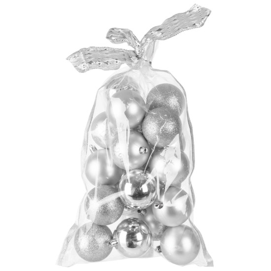 Globes MagicHome Christmas, 20 pcs, 6 cm, silver, on the Christmas tree Globes MagicHome Christmas, 20 pcs, 6 cm, silver, on the Christmas tree