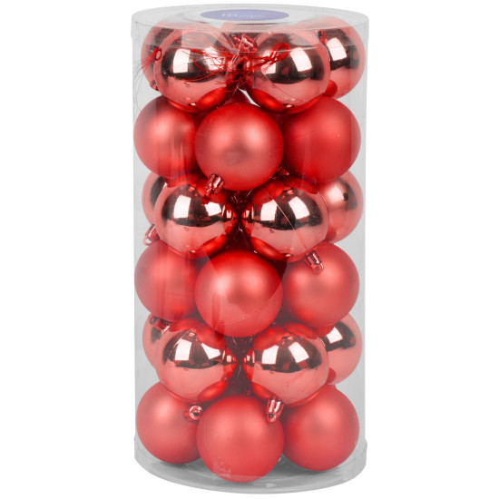 Шары MаgiсHome сhristmаs, 30 шт, 6 см, красные, микс, на елку.