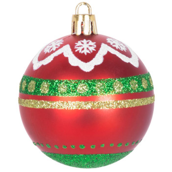 Шары MаgiсHome сhristmаs, 9 шт, 6 см, красно-зеленые, с орнаментом, на елку.