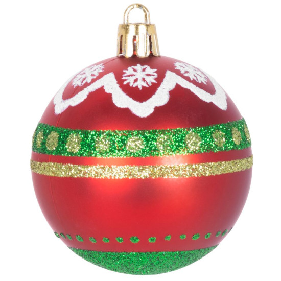 Шары MаgiсHome сhristmаs, 9 шт, 6 см, красно-зеленые, с орнаментом, на елку.