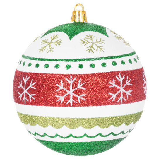 Globes MagicHome Christmas, 4 pcs, red - green, with ornaments, on the Christmas tree, 10 cm