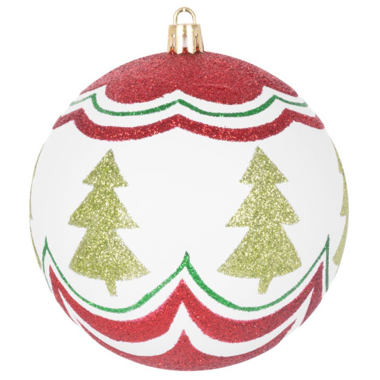 Globes MagicHome Christmas, 4 pcs, red - green, with ornaments, on the Christmas tree, 10 cm