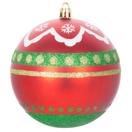 Globes MagicHome Christmas, 4 pcs, red - green, with ornaments, on the Christmas tree, 10 cm