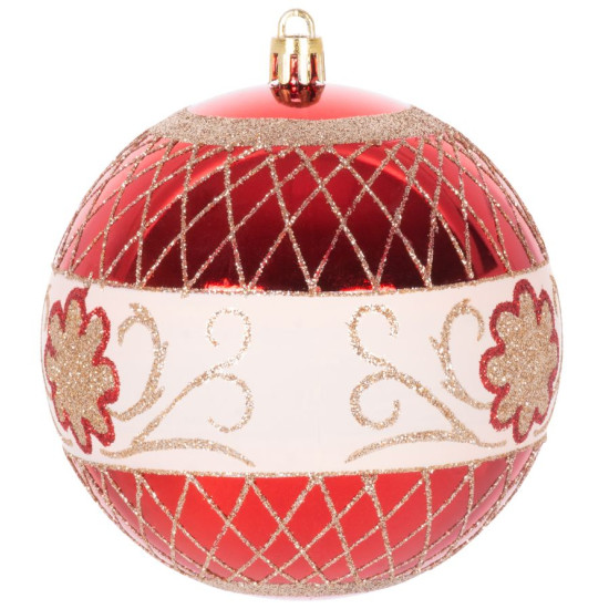 Шары MаgiсHome сhristmаs, 4 шт, красные, с орнаментом, на елку, 10 см.