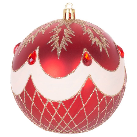 Шары MаgiсHome сhristmаs, 4 шт, красные, с орнаментом, на елку, 10 см.