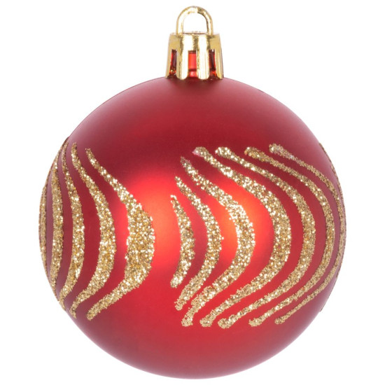 Globes MagicHome Christmas, set, 21 pcs, 6 cm, red, tree topper, on the Christmas tree