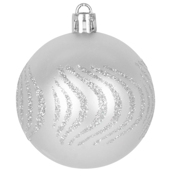 Шары MаgiсHome сhristmаs, набор, 21 шт ( 20 шаров + наконечник на елку ), серебро, на елку, 6 см.