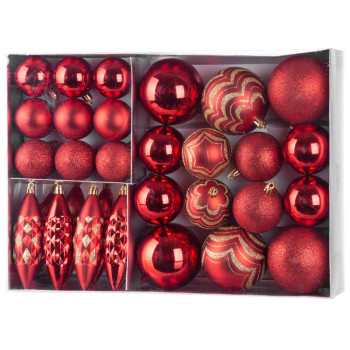 Шары MаgiсHome сhristmаs, набор, 31 шт, красные, на елку.