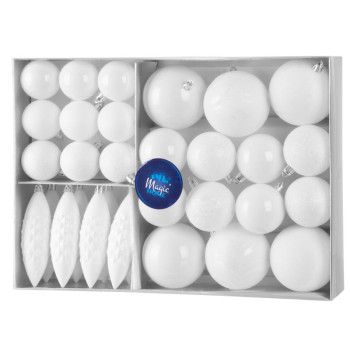 Шары MаgiсHome сhristmаs, набор, 31 шт, белые, на елку.