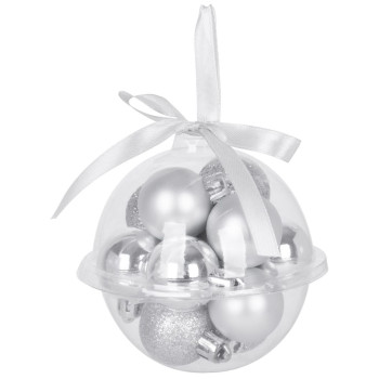 Globes MagicHome Christmas, 12 pcs, 3 cm, silver, on the Christmas tree