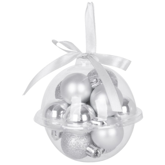 Globes MagicHome Christmas, 12 pcs, 3 cm, silver, on the Christmas tree Globes MagicHome Christmas, 12 pcs, 3 cm, silver, on the Christmas tree