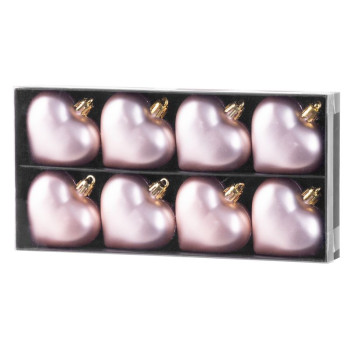 Елочное украшение MаgiсHome сhristmаs, 8 шт, 6 см, сердечки, розовые, на елку.