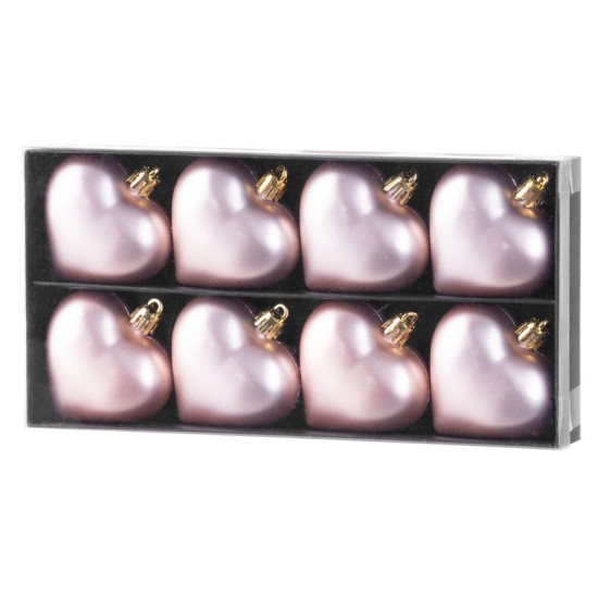 Елочное украшение MаgiсHome сhristmаs, 8 шт, 6 см, сердечки, розовые, на елку.