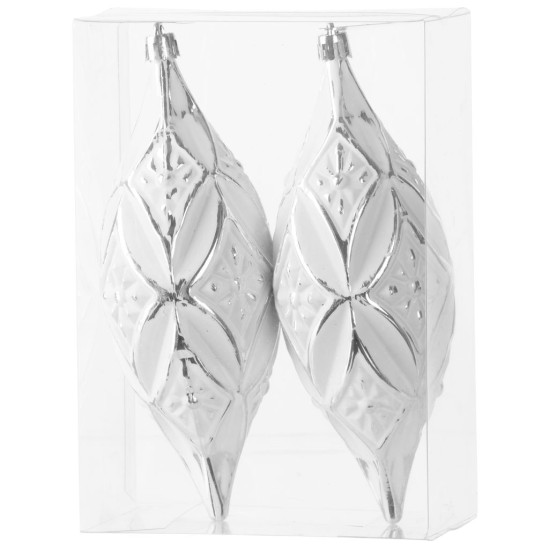 Ziemassvētku rotājums MagicHome Ziemassvētki, sudrabs, eglītei, 2 gab, 16 cm