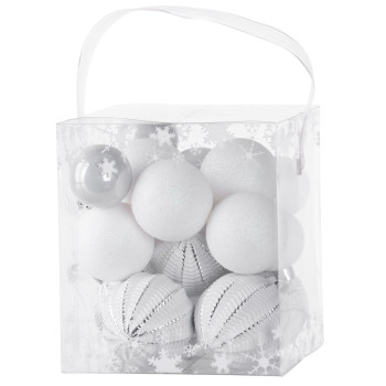 Шары MаgiсHome сhristmаs, 31 шт, бело - серебристые, микс, на елку, 6-3 см.