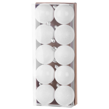 Шары MаgiсHome сhristmаs,10 шт, белые, на елку, 6 см.