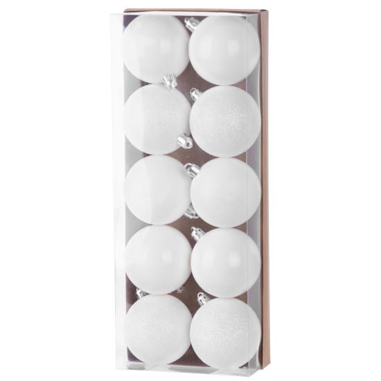 Globes MagicHome Christmas,10 pcs, white, on the Christmas tree, 6 cm