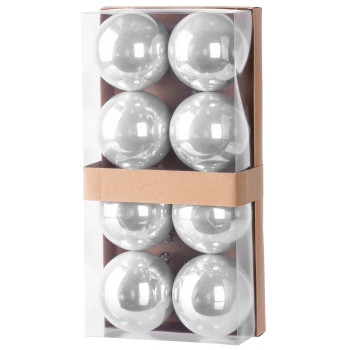 Шары MаgiсHome сhristmаs, 8 шт, серебро, на елку, 7 см.