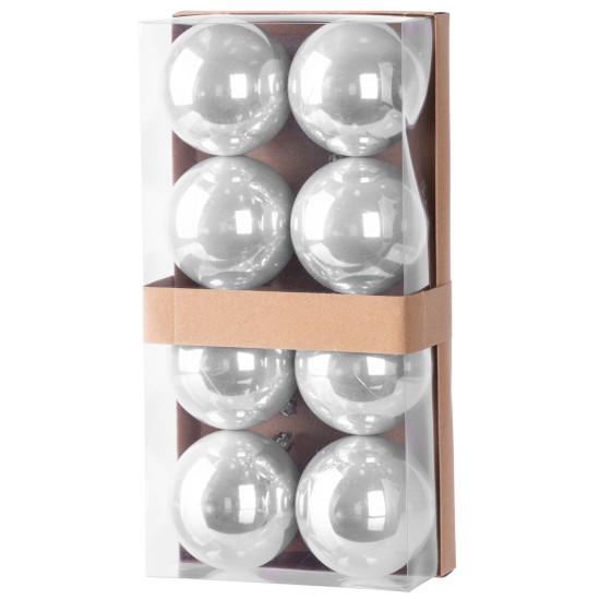 Globes MagicHome Christmas, 8 pcs, silver, on the Christmas tree, 7 cm Globes MagicHome Christmas, 8 pcs, silver, on the Christmas tree, 7 cm