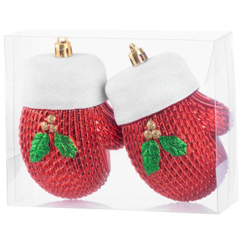Decoration MagicHome Christmas, set, 2 pcs, 10 cm, gloves, red, for the Christmas tree