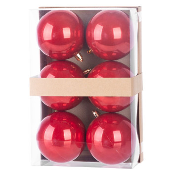 Egles rotājumi MagicHome Ziemassvētki, 6 gab, sarkani, uz eglītes, 8 cm