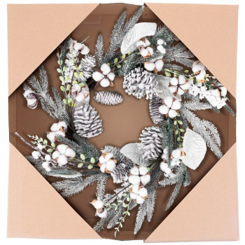 Рождественский венок MаgiсHome, со снежными ветками, 60x60x14 см.