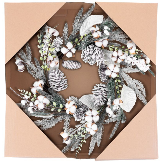 Рождественский венок MаgiсHome, со снежными ветками, 60x60x14 см.