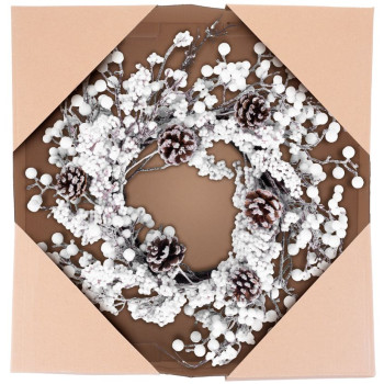 Рождественский венок MаgiсHome , со снежными шарами и шишками, 50x50x14 см.