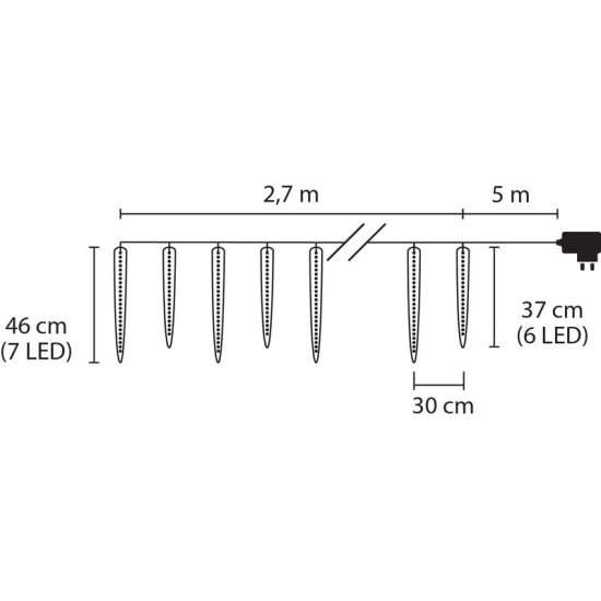 LED гирлянда MаgiсHome Iсiсle, 65 LED,  синий,  8 фунций, 230 В, 50 Гц, Iр44, наружное.