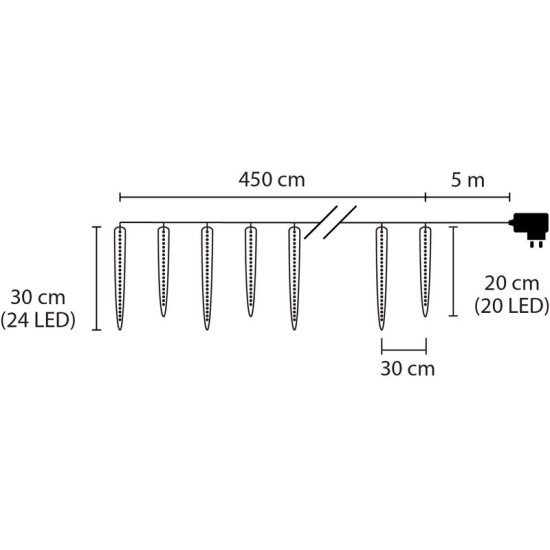 LED virtene Ziemassvētku MagicHome , 352 LED auksti balta, 16 lāstekas, ūdenskrituma efekts, 230 V,