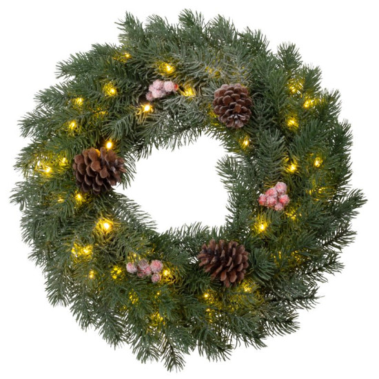 Garland MagicHome Christmas, natural, snow-covered, 48 LED, IP20, 2xAA, 40 cm