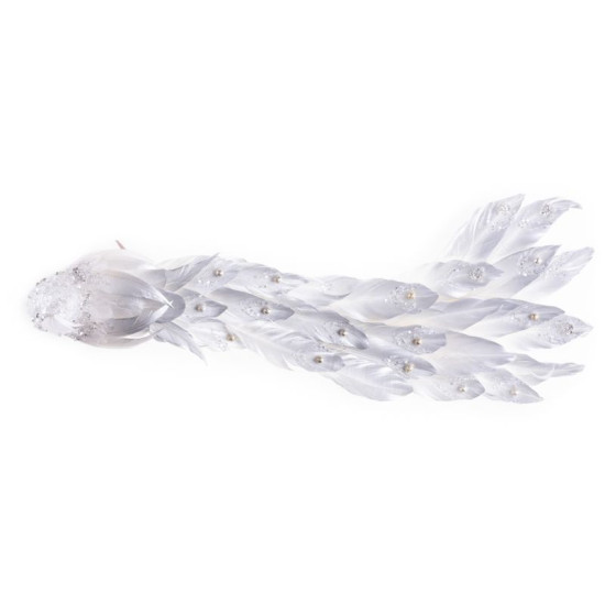 Ziemassvētku rotājumi MagicHome Christmas, Pāvs, sudrabs, dūnas, 50x20x23 cm Ziemassvētku rotājumi MagicHome Christmas, Pāvs, sudrabs, dūnas, 50x20x23 cm